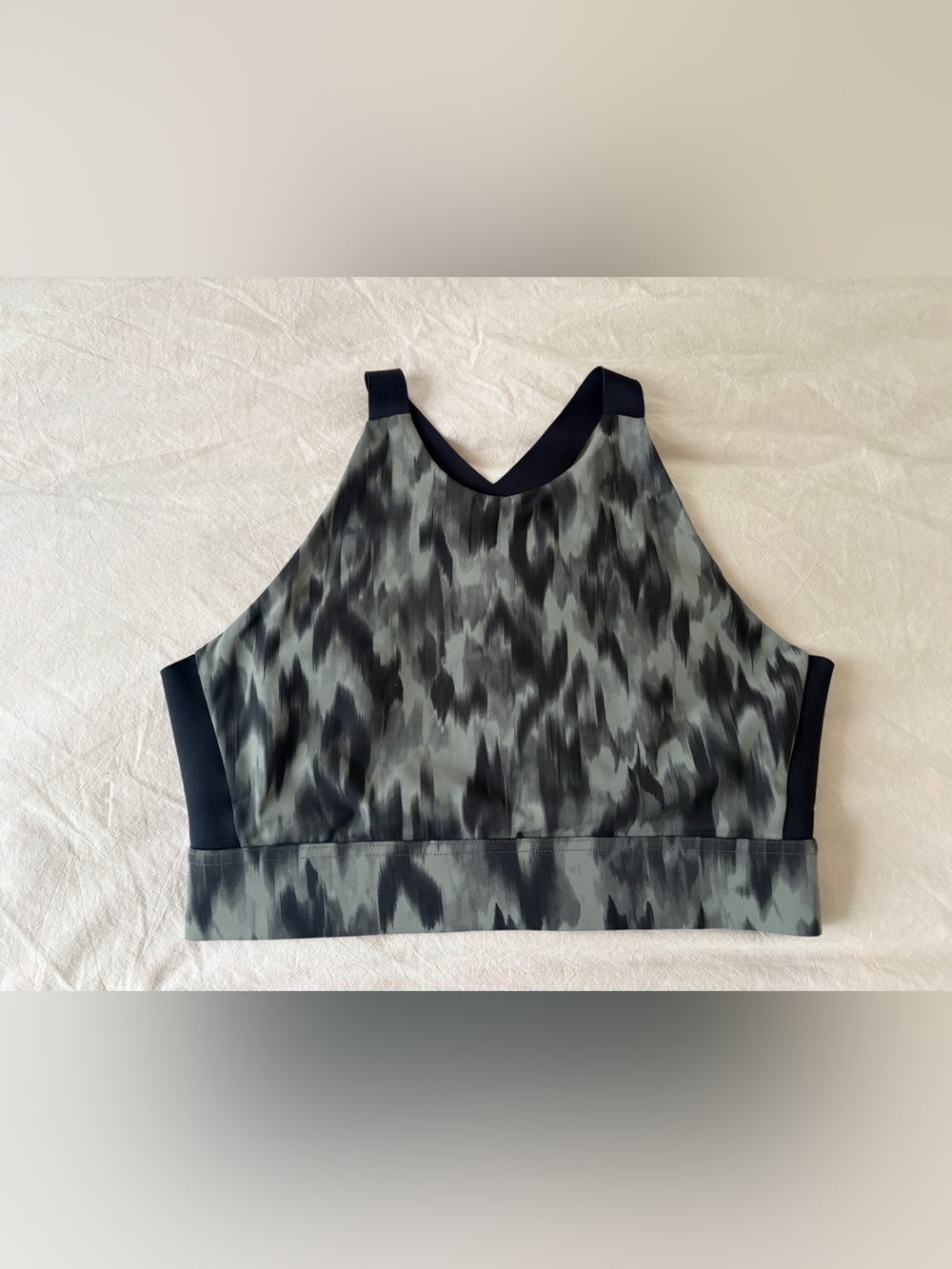 Varley Workout Gray & Black Patterned Sleeveless Crop Top